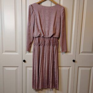 Hal Ferman Donald Curtis Women's Mauve Long Sleeve Pleated Midi Dress Size 10